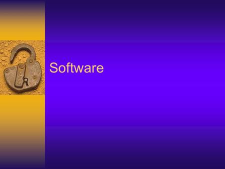 Software. Generic Software  e.g. word processing, spreadsheet and database. – This simply implies that any of the dozens of spreadsheet packages, for.