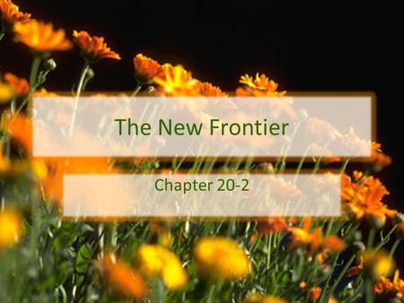 The New Frontier Chapter 20-2. The Promise of Progress President Kennedy set out to transform his broad vision of progress into what he called the New.