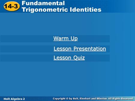 Trigonometric Identities 14-3