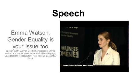 Emma Watson: Gender Equality is your Issue too