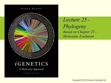 Lecture 25 - Phylogeny Based on Chapter 23 - Molecular Evolution Copyright © 2010 Pearson Education Inc.