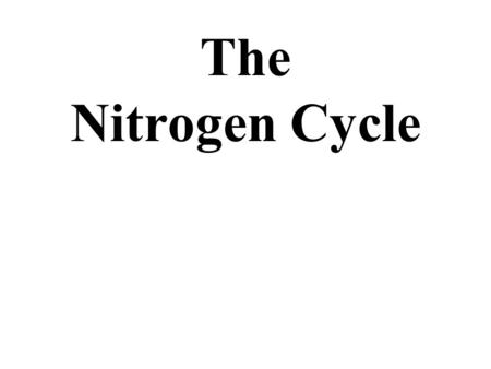 The Nitrogen Cycle.