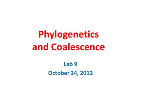 Phylogenetics and Coalescence Lab 9 October 24, 2012.