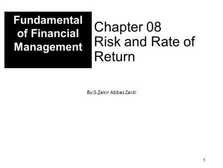 Chapter 08 Risk and Rate of Return