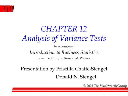 CHAPTER 12 Analysis of Variance Tests