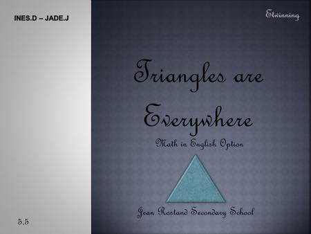 Triangles are Everywhere Jean Rostand Secondary School Etwinning 5.5 Math in English Option.