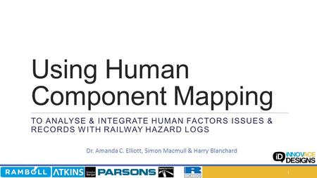 Using Human Component Mapping TO ANALYSE & INTEGRATE HUMAN FACTORS ISSUES & RECORDS WITH RAILWAY HAZARD LOGS 1 Dr. Amanda C. Elliott, Simon Macmull & Harry.