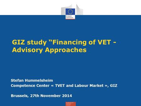 GIZ study “Financing of VET - Advisory Approaches