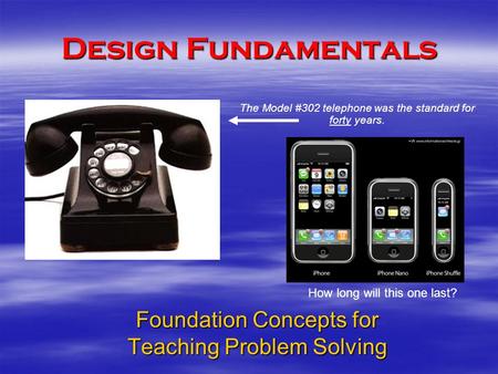 Design Fundamentals Foundation Concepts for Teaching Problem Solving The Model #302 telephone was the standard for forty years. How long will this one.