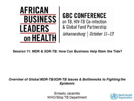 Session 11: MDR & XDR-TB: How Can Business Help Stem the Tide?