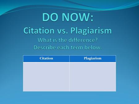 CitationPlagiarism. Definition of plagiarism: Many people think of plagiarism as copying another's work, or borrowing someone else's original ideas. But.