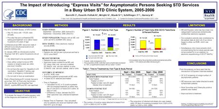 The Impact of Introducing “Express Visits” for Asymptomatic Persons Seeking STD Services in a Busy Urban STD Clinic System, 2005-2006 Borrelli J 1, Paneth-Pollak.