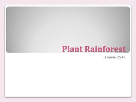 Plant Rainforest Jasmine.Rojas Name of your planet Plant Rain Forest is tropical. And it also is wet and hot.