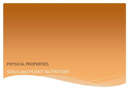SOILS and PLANT NUTRITION