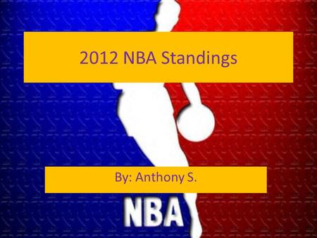 2012 NBA Standings By: Anthony S.. Western Conference Top 5 Teams TeamWinsLossesStreak San Antonio184W5 Oklahoma City174W8 Memphis144L1 L.A. Clippers156W7.