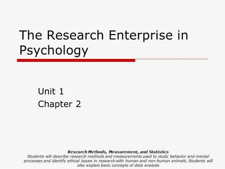 The Research Enterprise in Psychology