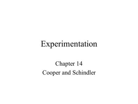 Chapter 14 Cooper and Schindler