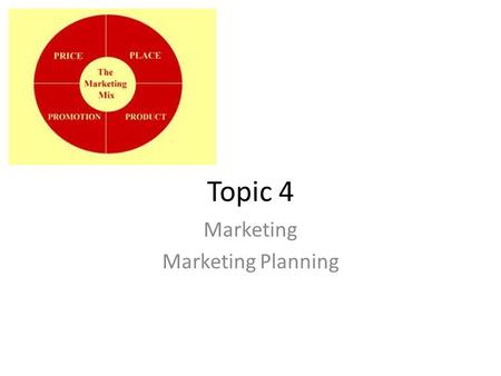 Topic 4 Marketing Marketing Planning. Learning Objectives Discuss the effectiveness of a marketing mix in achieving marketing objectives Examine the appropriateness.