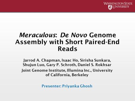 Meraculous: De Novo Genome Assembly with Short Paired-End Reads