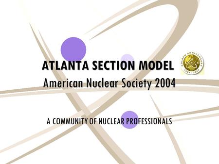 ATLANTA SECTION MODEL American Nuclear Society 2004 A COMMUNITY OF NUCLEAR PROFESSIONALS.
