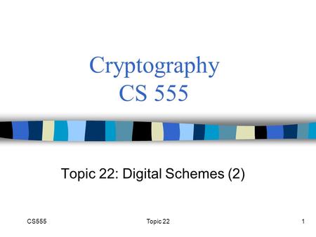 Topic 22: Digital Schemes (2)