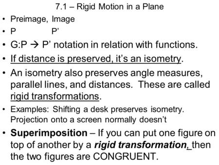 7.1 – Rigid Motion in a Plane