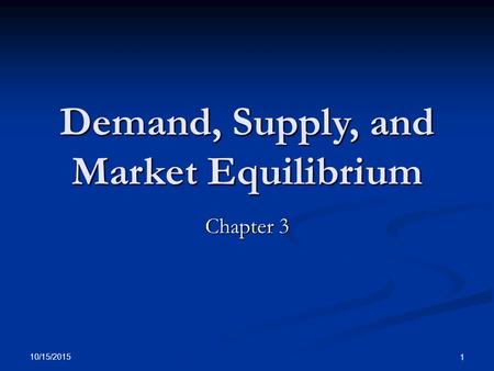 10/15/2015 1 Demand, Supply, and Market Equilibrium Chapter 3.