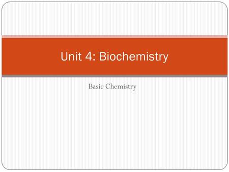 Unit 4: Biochemistry Basic Chemistry.