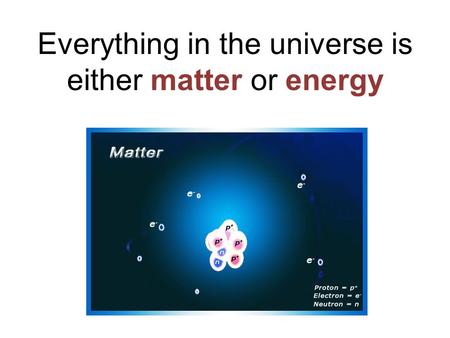 Everything in the universe is either matter or energy