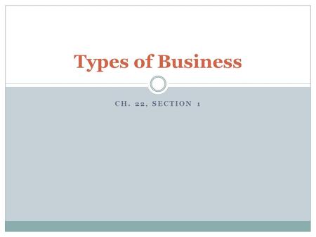 CH. 22, SECTION 1 Types of Business. 4 Elements of Business 1. Expenses What you need to start & continue a business 2. Advertising Introduction and reminder.