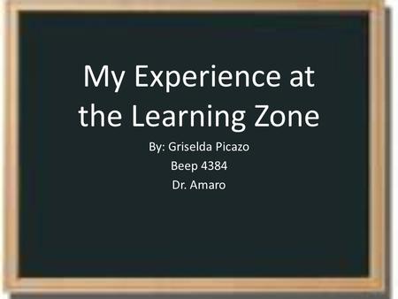 My Experience at the Learning Zone By: Griselda Picazo Beep 4384 Dr. Amaro.