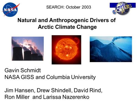 Natural and Anthropogenic Drivers of Arctic Climate Change Gavin Schmidt NASA GISS and Columbia University Jim Hansen, Drew Shindell, David Rind, Ron Miller.