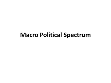 Macro Political Spectrum. What is a Political Spectrum? It’s a way to measure, classify, and compare different political systems or thoughts. Why will.