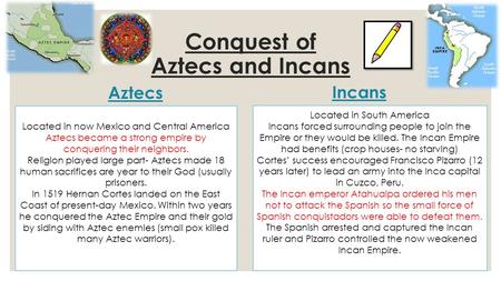 Located in South America Incans forced surrounding people to join the Empire or they would be killed. The Incan Empire had benefits (crop houses- no starving)