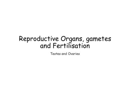 Reproductive Organs, gametes and Fertilisation