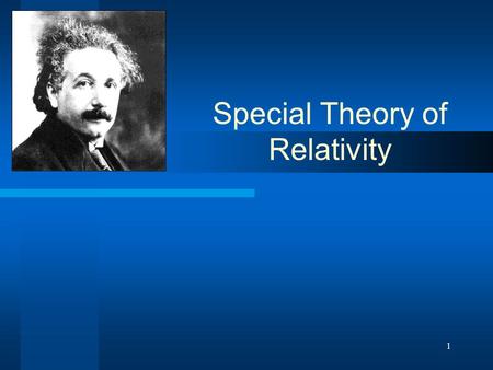1 Special Theory of Relativity. 2 Introduction In 1905, Albert Einstein changed our perception of the world forever. He published the paper On the Electrodynamics.
