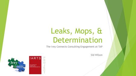 Leaks, Mops, & Determination The Ivey Connects Consulting Engagement at TAP Sid Wilson.