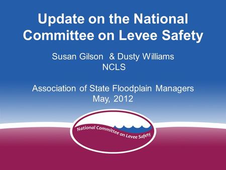 Developing a National Levee Safety Program Mike Stankiewicz - NCLS Arizona Floodplain Management Association November 3, 2011 1 Update on the National.