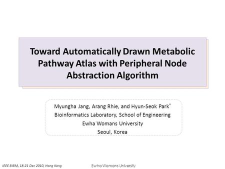Toward Automatically Drawn Metabolic Pathway Atlas with Peripheral Node Abstraction Algorithm Myungha Jang, Arang Rhie, and Hyun-Seok Park * Bioinformatics.