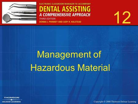 12 Management of Hazardous Material. 2 OSHA’s Objective To provide a safe work environment for all employees.