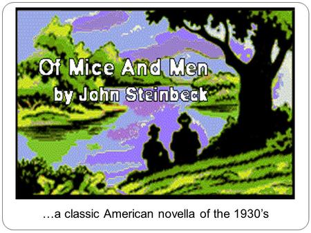 Predictions… What will this novel be about? How do you know? …a classic American novella of the 1930’s.