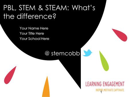 PBL, STEM & STEAM: What’s the difference? Your Name Here Your Title Here Your School Here stemcobb.