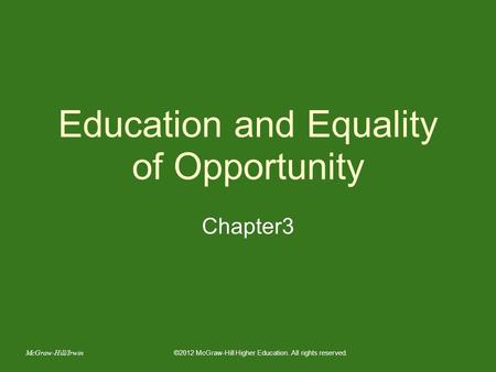 Education and Equality of Opportunity