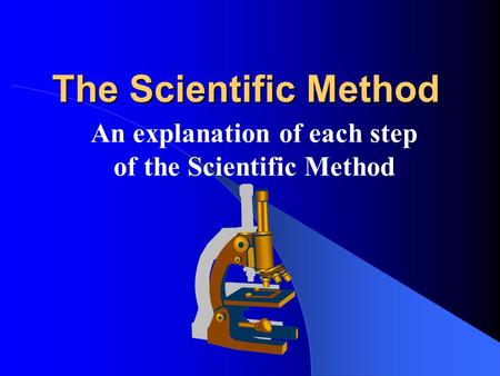 The Scientific Method An explanation of each step of the Scientific Method.