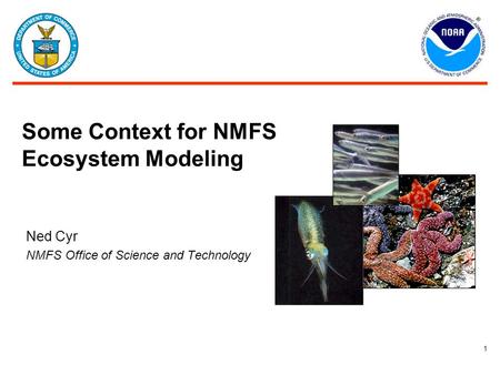 1 Some Context for NMFS Ecosystem Modeling Ned Cyr NMFS Office of Science and Technology.