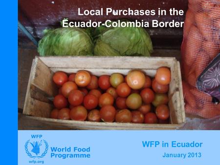 January 2013 Local Purchases in the Ecuador-Colombia Border WFP in Ecuador.