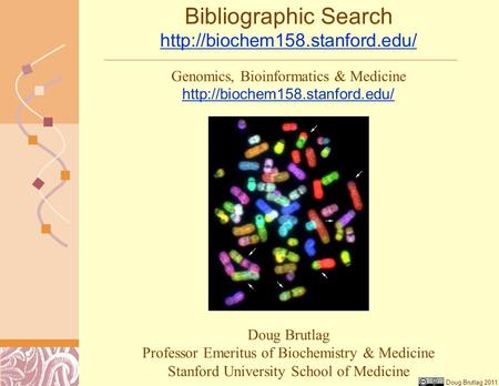 Doug Brutlag 2011 Bibliographic Search   Doug Brutlag Professor Emeritus of Biochemistry.