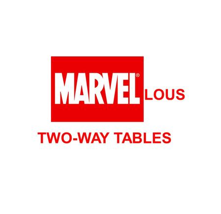 LOUS TWO-WAY TABLES. Wolverine's Table Fill in the blanks in Wolverine's two-way table of the people he knows: MutantHumanAlienTotal Good4372 Bad8435.
