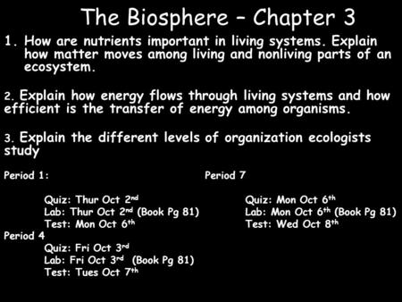 The Biosphere – Chapter 3