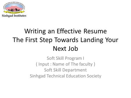 Soft Skill Program I ( Input : Name of The faculty )